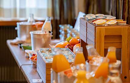 Breakfast buffet with yoghurt