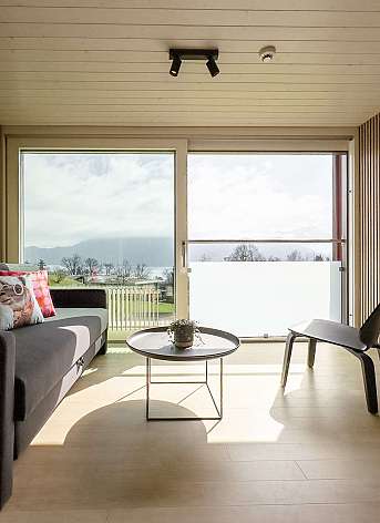 Modern living room with a view