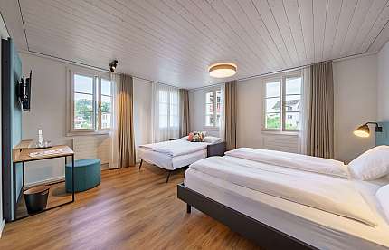 Modern bedroom with two beds