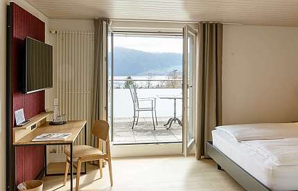 Hotel room with balcony view