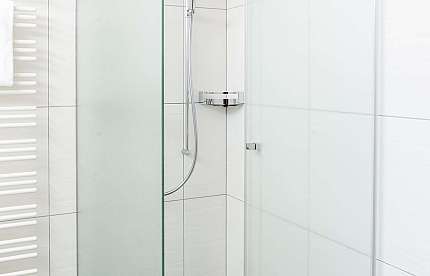 Shower with glass partition
